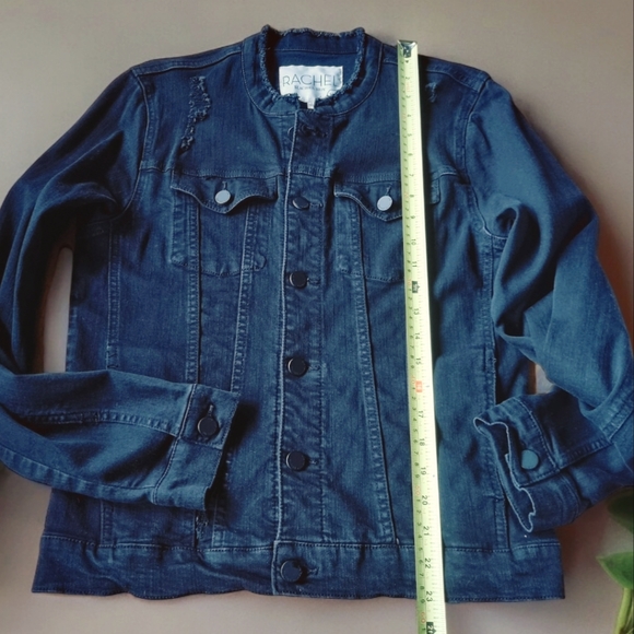 Rachel Roy Distressed Black Denim Jacket - Picture 7 of 8